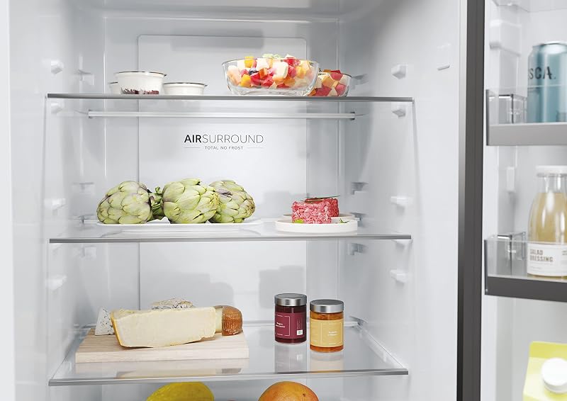 2D 60 SERIE 3 HDW3618DNPK - Frigorifero-congelatore combinato con frontale in acciaio inox, Total No Frost, app Smart hON, HumidityZone, capacità utile XXL, silenzioso, solo 36 dB (A), inox