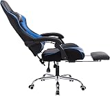 Neo Leather Gaming Chair with Footrest, Massage & Adjustable Height - Blue view 9