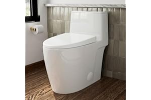 17.3" Elongated One Piece Toilet with Rimless Swirl Flush, Los Flexi Modern Toilets For Bathrooms, ADA Chair Height, Dual Flush 1.0/1.28 GPF, White 17 Inch Toilet Bowl, Soft-Close Seat & 12" Rough-In