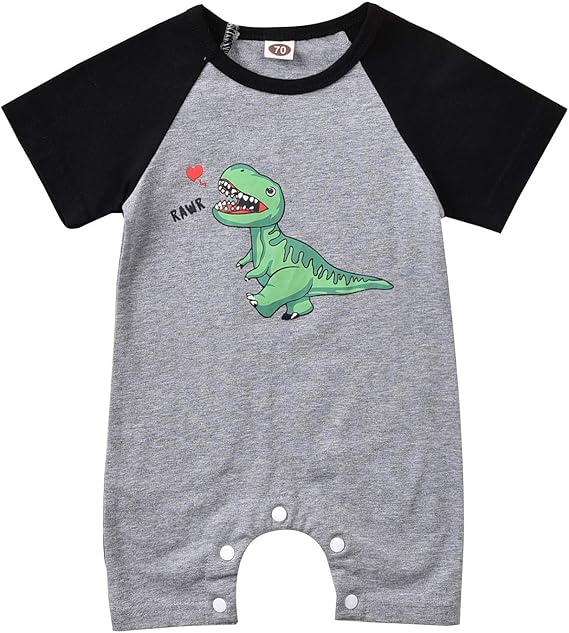 Amazon Co Jp ベビー服 Kayreds 男の子 女の子 可愛い 恐竜柄 半袖 ロンパース 春夏秋 カバーオール 子供服 赤ちゃん 新生児 ボディースーツ 肌着 ベビーウェア パジャマ 出産祝い 満月 プレゼント ギフト 服 ファッション小物
