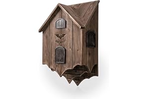 Lxnavihly Bat House for Outdoors - Large Double Chamber Bat Box with Unique Design to Attract Bats, Sturdy Wooden Bats Shelter for Outside for Tree, Weather-Resistant, Easy to Hang, Brown