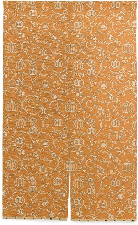 Amazon Gukisala 間仕切りカーテン ハロウィン風のオレンジ色の背景にカボチャの葉とまんじのパターン おしゃれ 間仕切り遮光 飾り付け 装飾 玄関 キッチン リビング 店 出入り口 突っ張り棒付き 86 143cm ラグ カーテン ファブリック オンライン通販