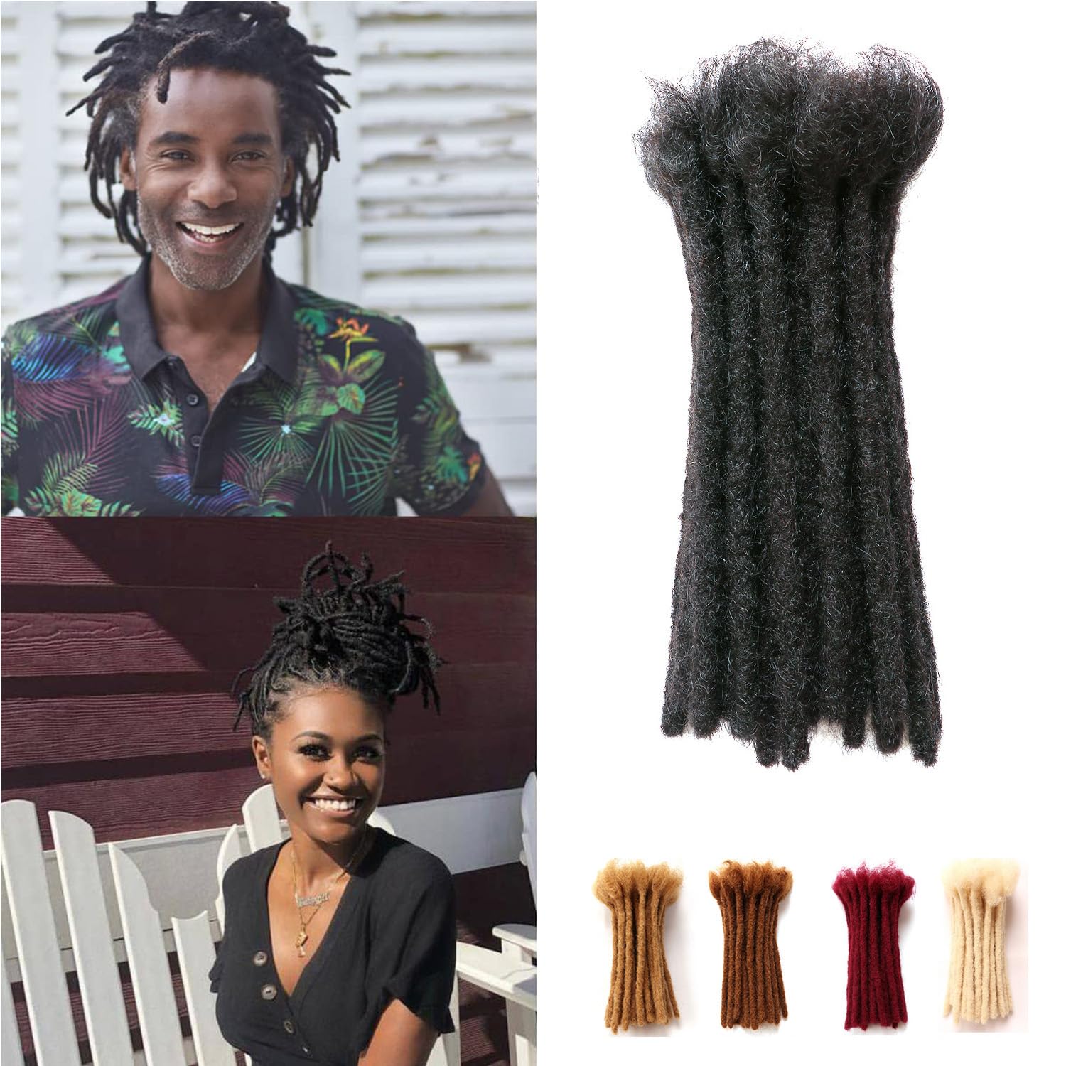 Dreadlock Extensions Human Hair Extensions for Braiding 0.8cm Afro Kinkyhair for Braiding Black Hair Extensions Dreadlocks Extensions (1B-0.8cm, 6Inch （Pack of 10 ）)