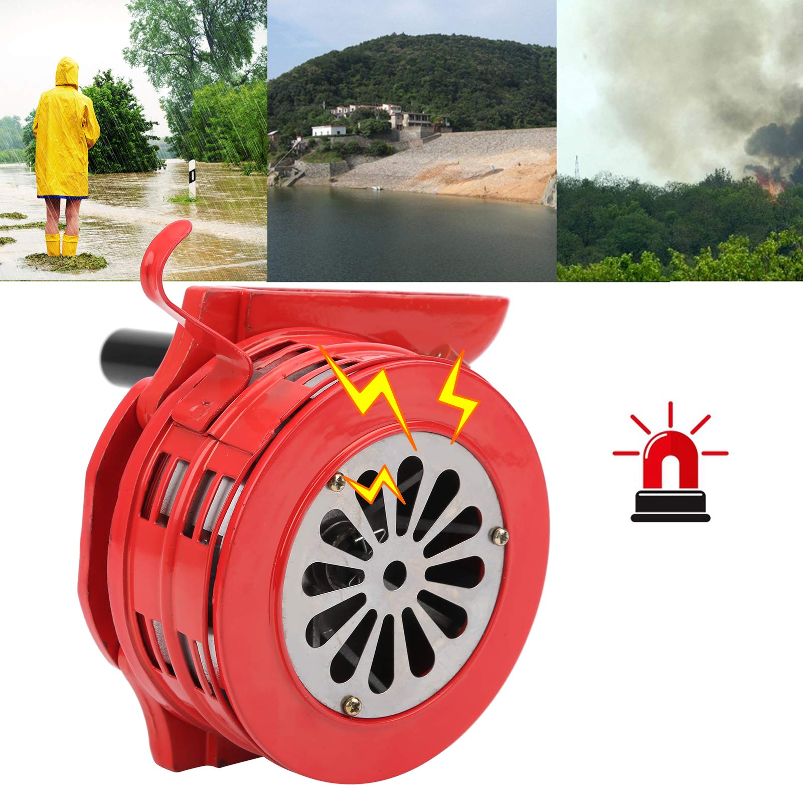 Hand Crank Alarm Air Raid Horn Manual Operated Siren Horn Handheld Fire Alarm Warning Construction Air Horn 120DB