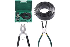 Swpeet 17Pcs Adjustable Black Piston Installer Pliers and Green Car Engine Piston Ring Compressor Pliers with 2.4" - 5.7" Piston Rings Kit with Carrying Box for Car Truck Auto Engine