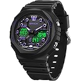 Gosasa Unisex Digital Sports Watch 5ATM Waterproof Tactical Analog-Digital Watch with Stopwatch, Alarm, LED Backlight, Transparent Strap – Military Style for Men & Women
