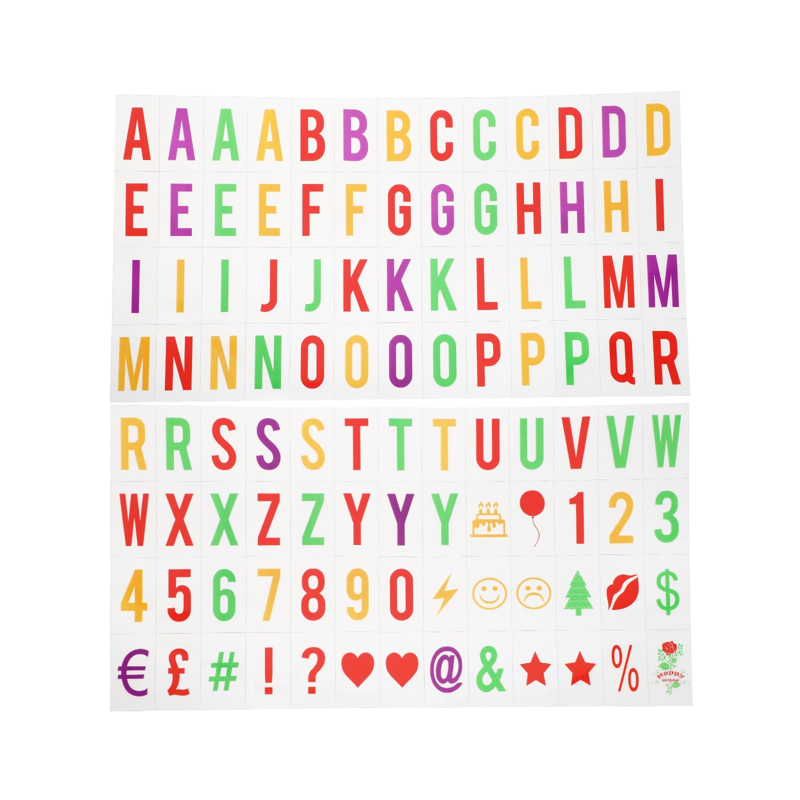 OTOTEC Cinematic Light up Sign Extra Letter Packs Cinema Style Apply to A4 Light box 104pcs Coloured Letters & Symbols