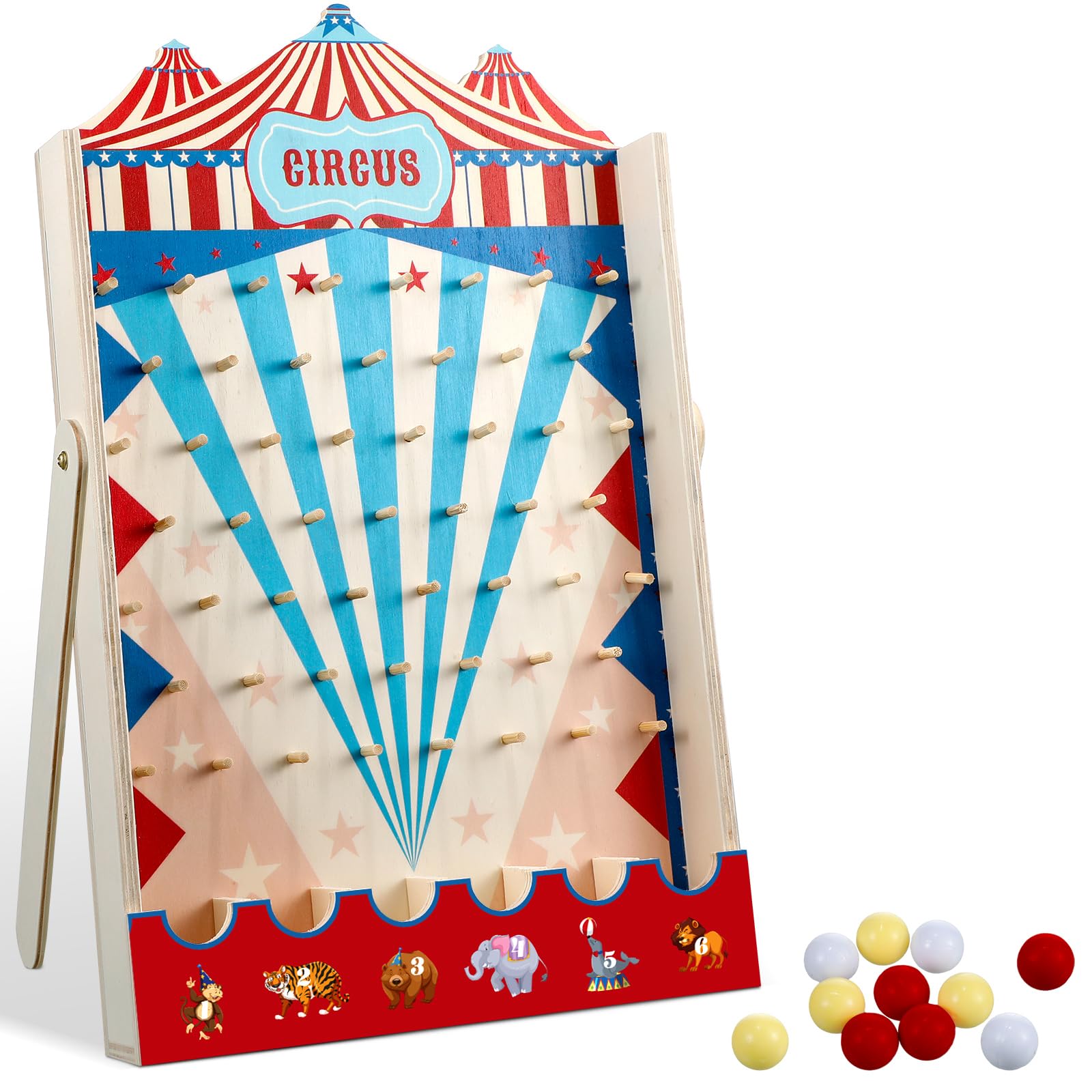Photo 1 of Fulmoon Carnival Game Circus Theme Party Game Disk Drop Game with 8 Disks Fun Wood Family Board Game for Carnival Party Decorations Birthday Party Supplies Activities(15.7 x 10 Inch)