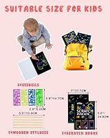 OSLINE Scratch Art Notebook Set for Kids 3-10 Art Craft Toys 2 Books 5 Styluses view 4