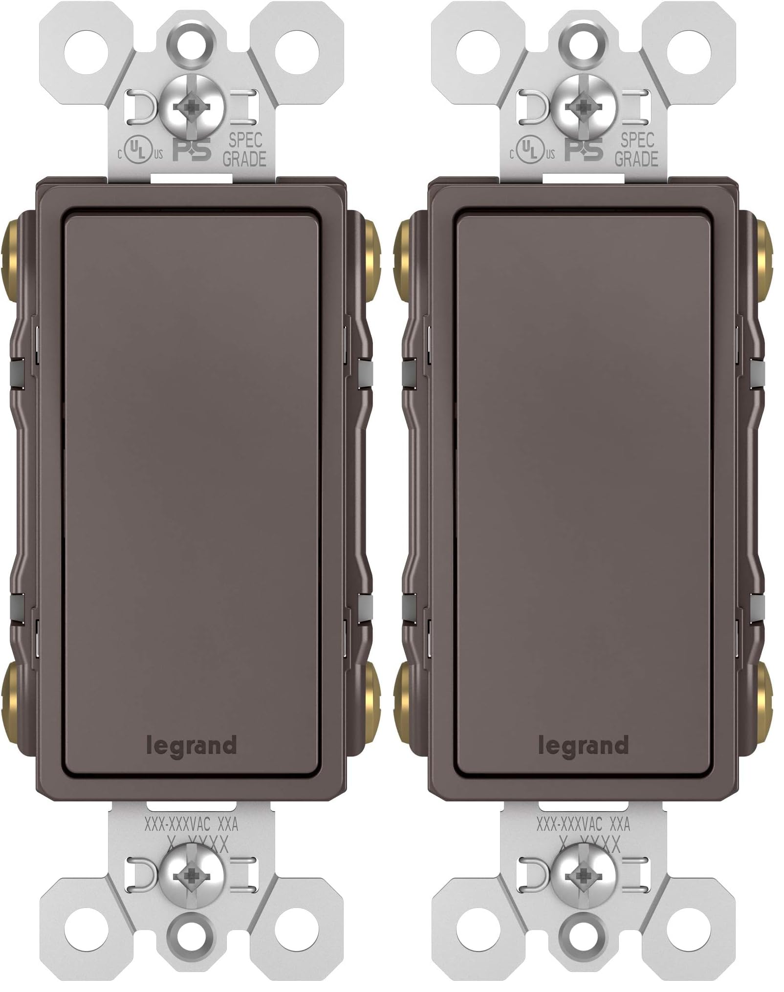 Legrand Radiant 15 Amp Rocker Wall Switch, Decorator Light Switches, Brown, 4-Way, TM874 (Pack of 2) Image