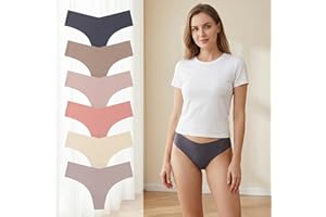 Womens Underwear Seamless Thongs,No Show Ladies Thong,No Line Workout Breathable Comfortable Panties,Soft Undies 6 Pack