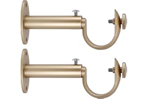 Meriville Set of 2 Gold Zinc Curtain Drapery Rod Bracket for 1 1/4" Rod, Adjustable