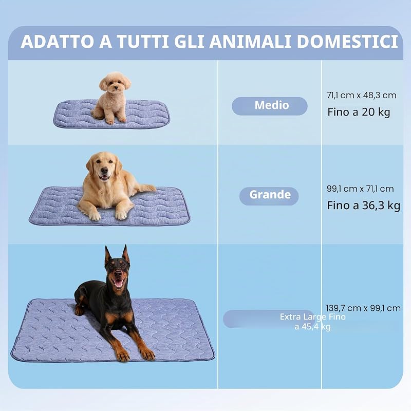 tappetino rinfrescante per cani, tappetino raffreddante a doppio lato per animali domestici, 70 x 48 cm, fibra di raffreddamento Arc-Chill & Q-MAX > 0,45, per divano e auto, coperta estiva