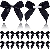 Pndeyo 15pcs 2.5" Self-Adhesive Gift Wrap Bows, Soft Non-Faded Satin Ribbon Bow, Premade Craft Bowknot for Christams Wedding Birthday Party Bridal Shower Baby Shower Decorations- Black