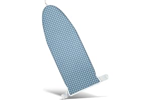 DUWEE 14"x40" Heat Resistance Metallic Over-The-Door Ironing Board Cover Durable Thicken Felt Material Padding Elastic Cord (Blue White)