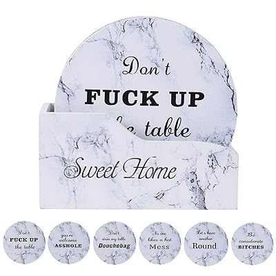 Buy Funny Coasters For Drinks With Holder Personalized Housewarming Gifts For New Home Unique 6 Pcs House Warming Presents Decor Drink Coasters Online In Kuwait B07x9rj46q