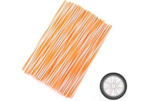 72Pcs Universal Spoke Skins Cover - Ovelur Wheel Spoke Wraps Skins Pipe Trim Decoration Protector For Motorcycle Dirt Bike Yamaha Harley Suzuki(Orange White)