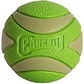 Chuckit! Max Glow Ultra Squeaker Ball, Medium, 1 Pack | Measures 2.5 In Diameter, for Breeds 20-60 lbs