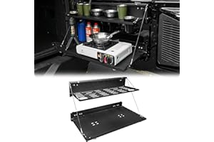 Tailgate Table Molle Panel for Ford Bronco 2021-2024 2-Tier Foldable Rear Storage Cargo Rack Shelf Camping Desk(Not Fit Bronc