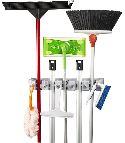 Broom Mop Holder Organizer Wall Racks Rainyblue Wall Mounted 5
