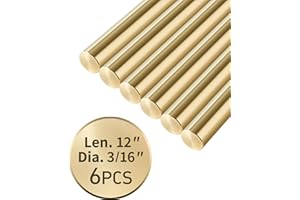 Coolneon 3/16 inch Brass Rods 3/16 x 12 in, 6 Pcs for Knife Making Knife Handles Pins Stock Knife Scale Solid Round Brass Rod Dowel Rivet Gunsmithing Crafts Modeling Hobby