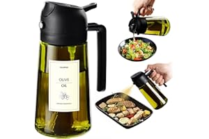 TrendPlain 470ml Olive Oil Dispenser Bottle for Kitchen Gadgets - 2 in 1 Dispenser and Sprayer - Olive Oil Spray Bottle w/Sti