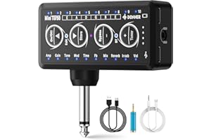Donner Guitar Headphone Amp Mini Turbo with 10 Amp Models Tuner USB Rechargeable Multi-Effects Delay Reverb Chorus Overdrive Mini Portable Electric Guitar Amp