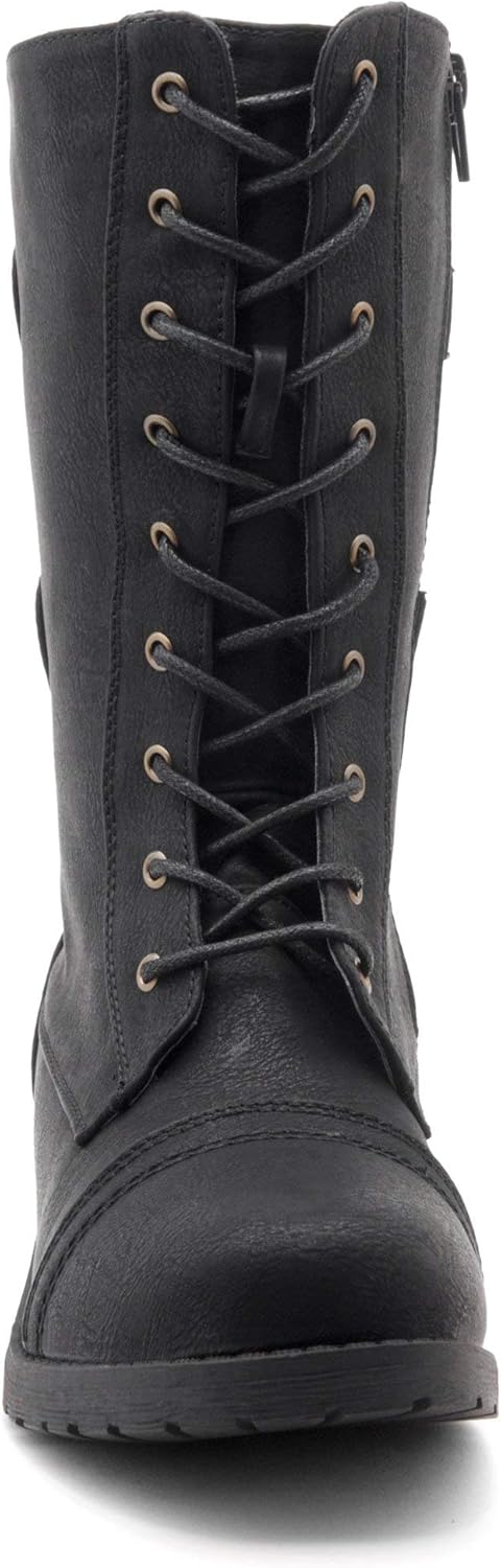 Herstyle Florence2 Women's Ankle Lace Up Military Combat Booties Mid Calf Boots: Shoes