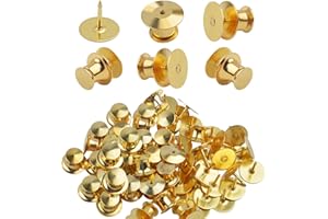 Aylifu Tie Tacks and Clutch Backs Set, 30 Pieces Metal Pin Backs Locking Pin Keepers with 30 Pieces 10mm Tie Tacks Blank Pins (Gold)- No Tool Required