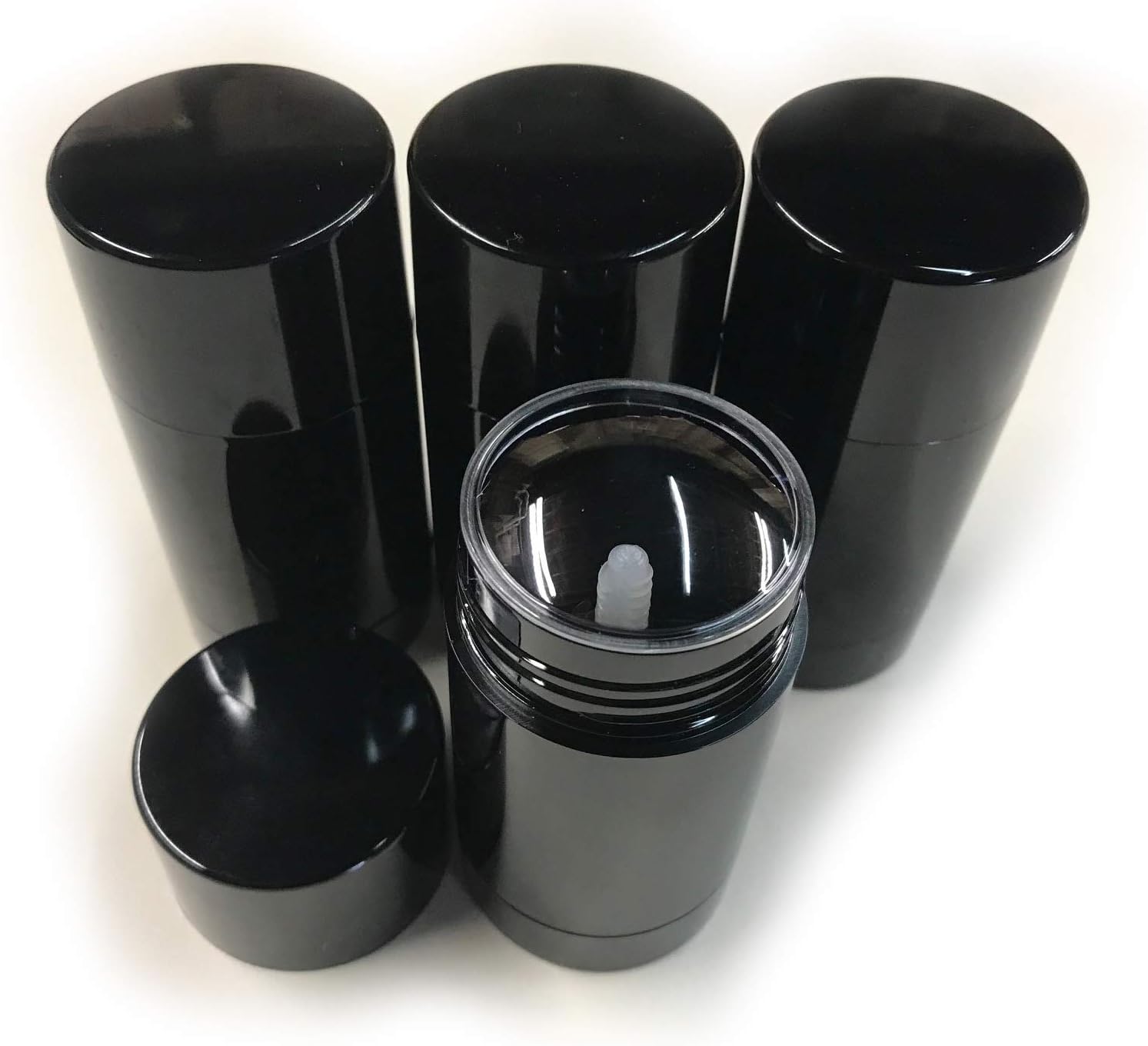 Empty Deodorant Containers - Twist-up, Reusable, Recyclable, DIY Empty Deodorant Tubes, Bottom-fill 2.0 Oz (4-Pack, Black)