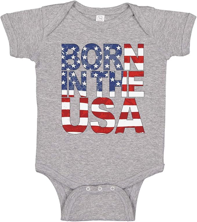 Born in The USA Patriotic Cute Infant Baby OnePiece Cotton