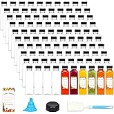 Moretoes 144pcs 16oz Plastic Juice Bottles with Lids, Reusable Clear Bulk Juice Containers with Caps for Juicing, Smoothies, Drinking and Other Beverages