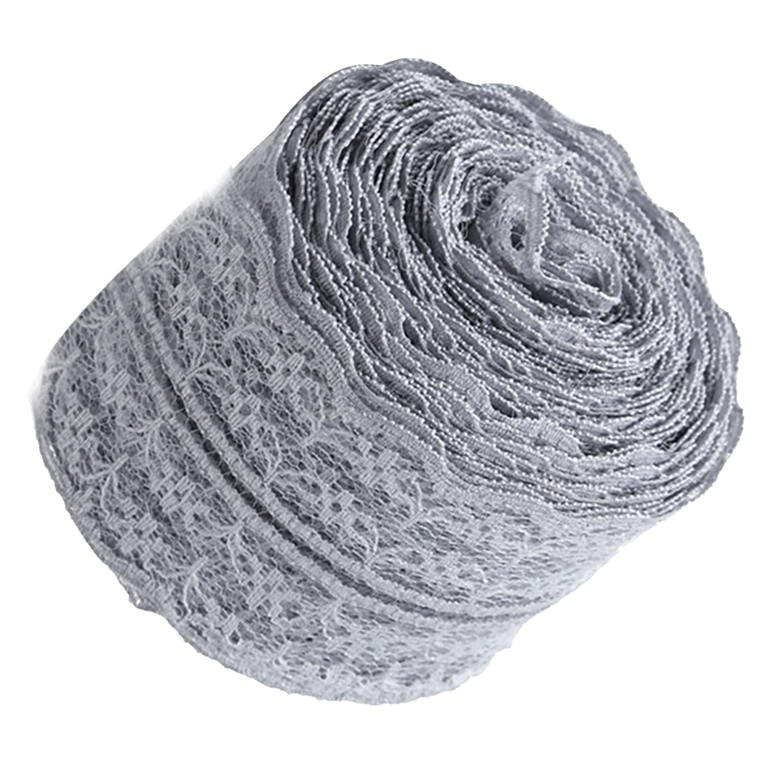 Akozon Lace Ribbon Roll - 10m/Roll, 4.5CM Width, Vintage Floral Trimming for DIY Decorative Wedding, Birthday, Christmas (Grey)