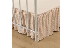 TSUTOMI Tufted Dot Bed Skirt Queen Size,Ruffled Bed Skirt with Split Corners, Queen Bed Skirt 12 Inch Drop, Boho Queen Size Bed Skirt Cream for Ruffled Bed Skirt with Split Corners, Bed Skirts Queen Size