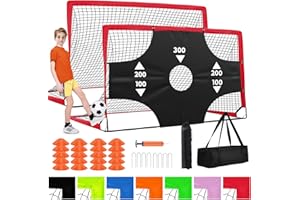 Fololicx Portable Pop Up Soccer Goal - 6x4ft Backyard Training Equipment with Soccer Ball, Scoring Target Cloth, and Cones - Fun Outdoor Game for Kids and Teens