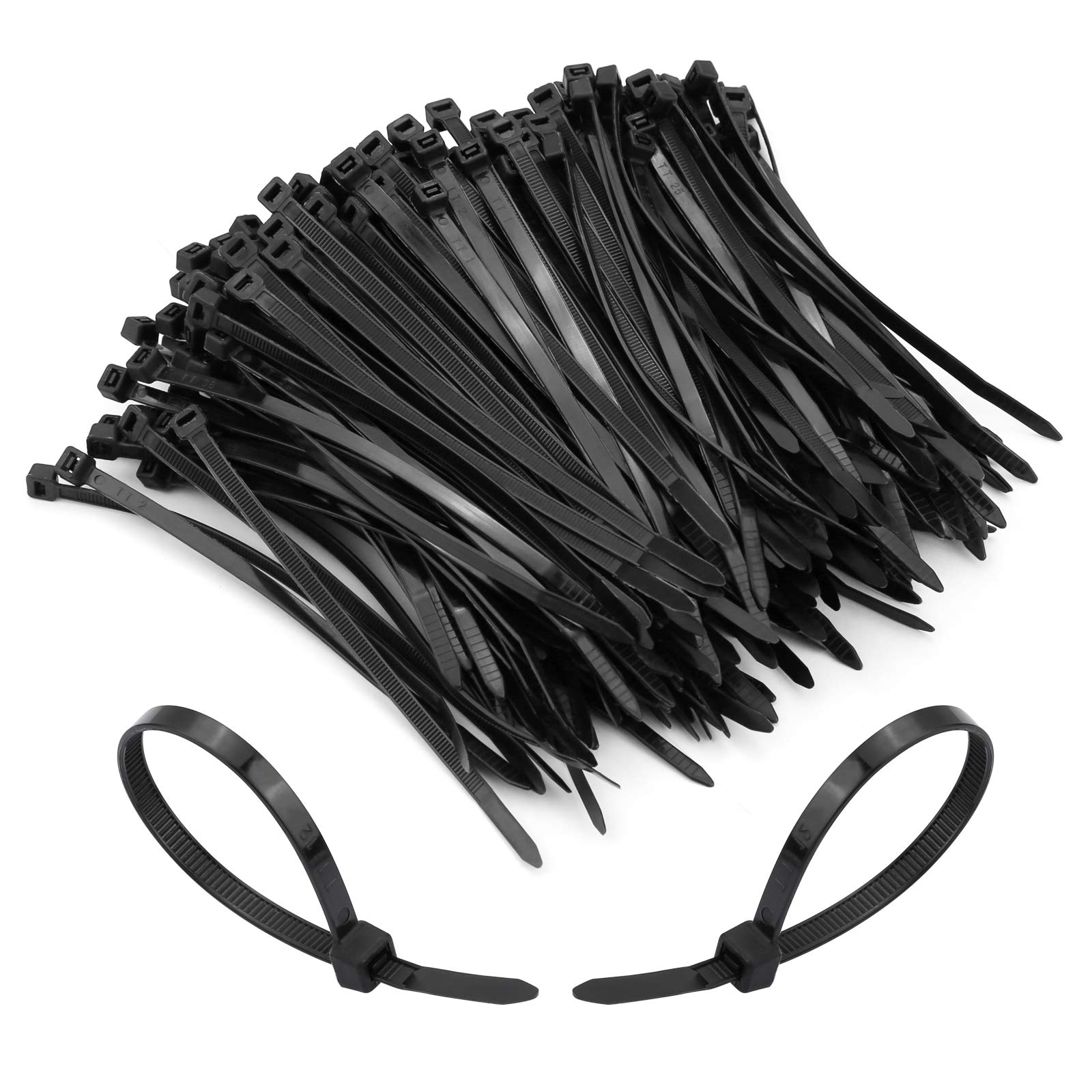 250 Pack Black Nylon Cable Ties, 150mm x 5mm, Premium Tie Wraps, Heavy Duty Self Locking Nylon Zip Ties for Home Office Garage and Workshop