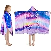 Unicorn Hooded Towel, Oversized 50" L x 30" W for Ages 3 to 12 Kids, Unicorn Theme -1Pack
