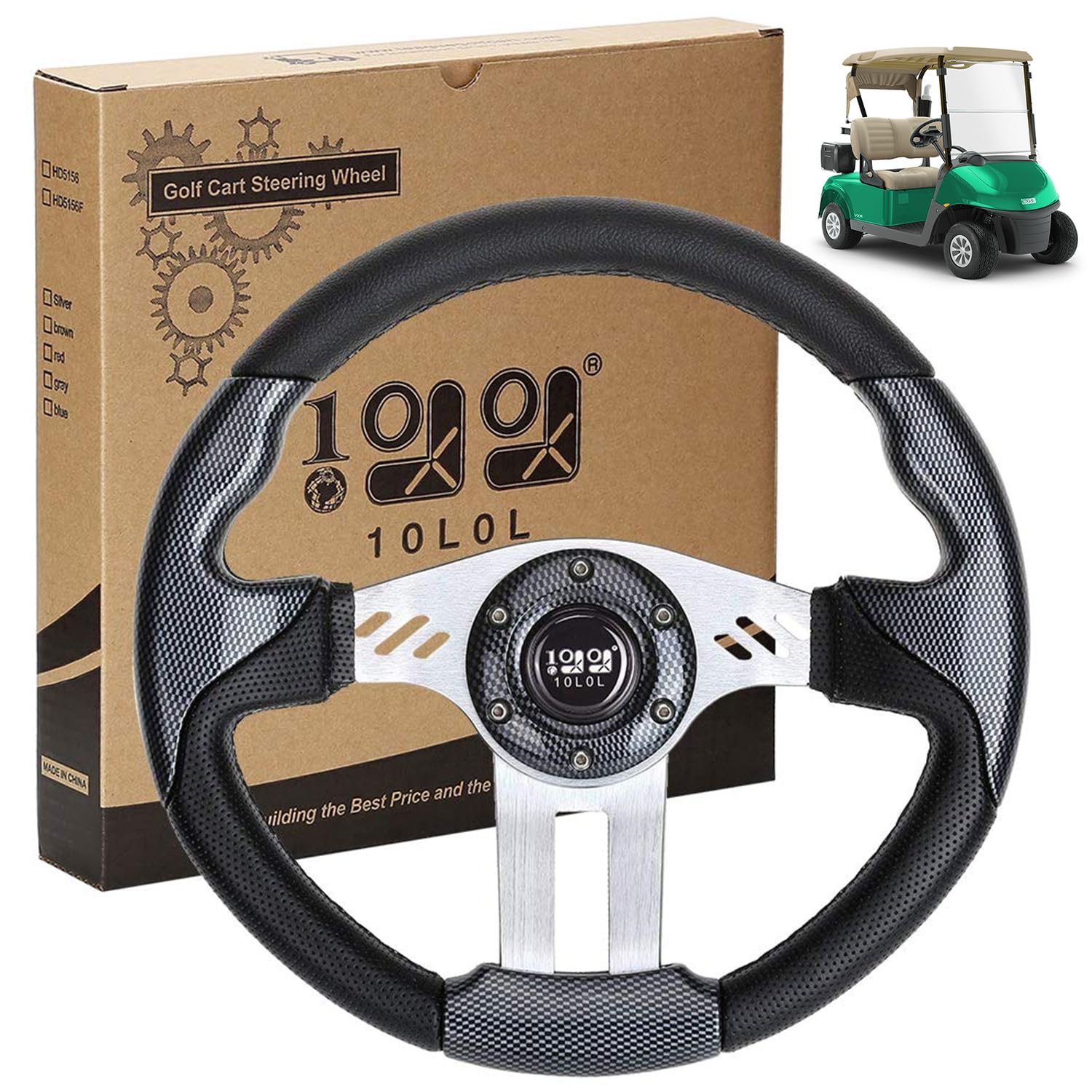 Photo 1 of 10L0L Golf Cart Steering Wheel, Universal Design Fit for for Yamaha, EZGO RXV & TXT, Club Car DS, Club Car Precedent Tempo, Most Golf Cart (Asphalt Gray)