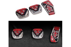 Gseigvee 3 PCS Car Brake Accelerator Clutch Pedal Combination Set, Punch-Free Non-Slip Pedal Modification Decorative Cover, Replacement Accessories, Compatible with Manual Transmission Models (Red)