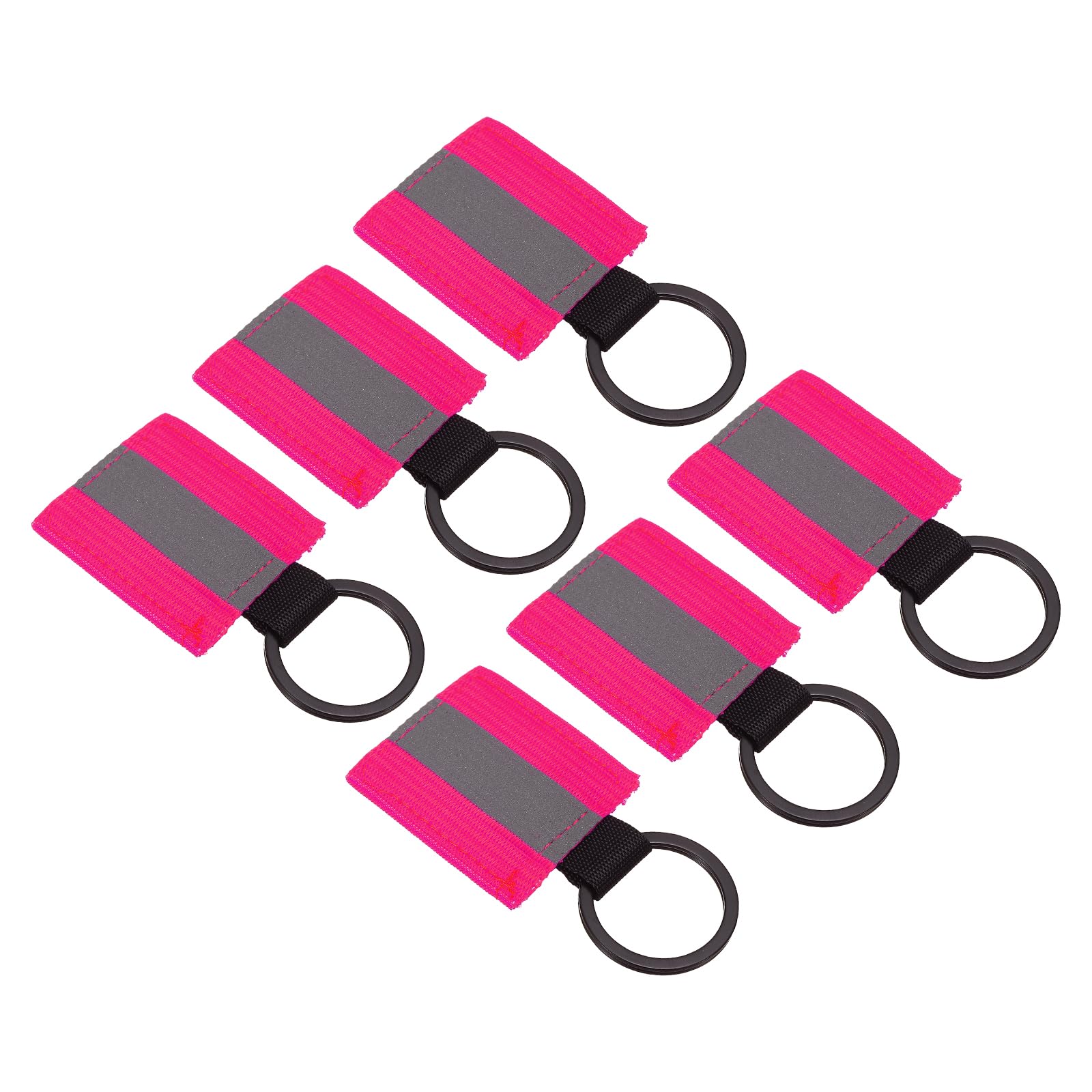 PATIKIL Reflective Keychain Tags, 6 Pack Reflective Zipper Pulls Nylon Keychain High Visibility Reflectors Tags for Backpack Pendant Dog Collar, Pink