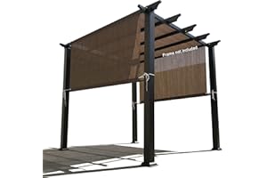 Alion Home Custom HDPE Permeable Canopy Sun Shade Cover Replacement with Rod Pockets for Pergola (16' x 8', Mocha Brown)