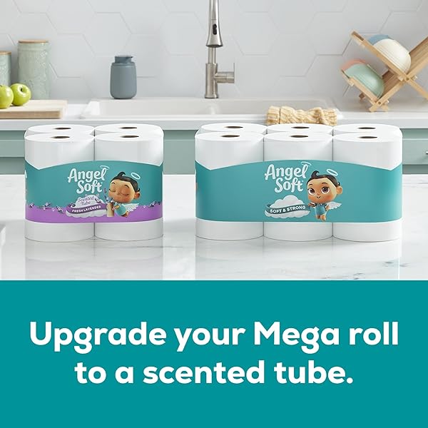 ANGEL SOFT TOILET PAPER, 4 MEGA ROLLS = 16 REGULAR ROLLS, SOFT AND STRONG TOILET TISSUE