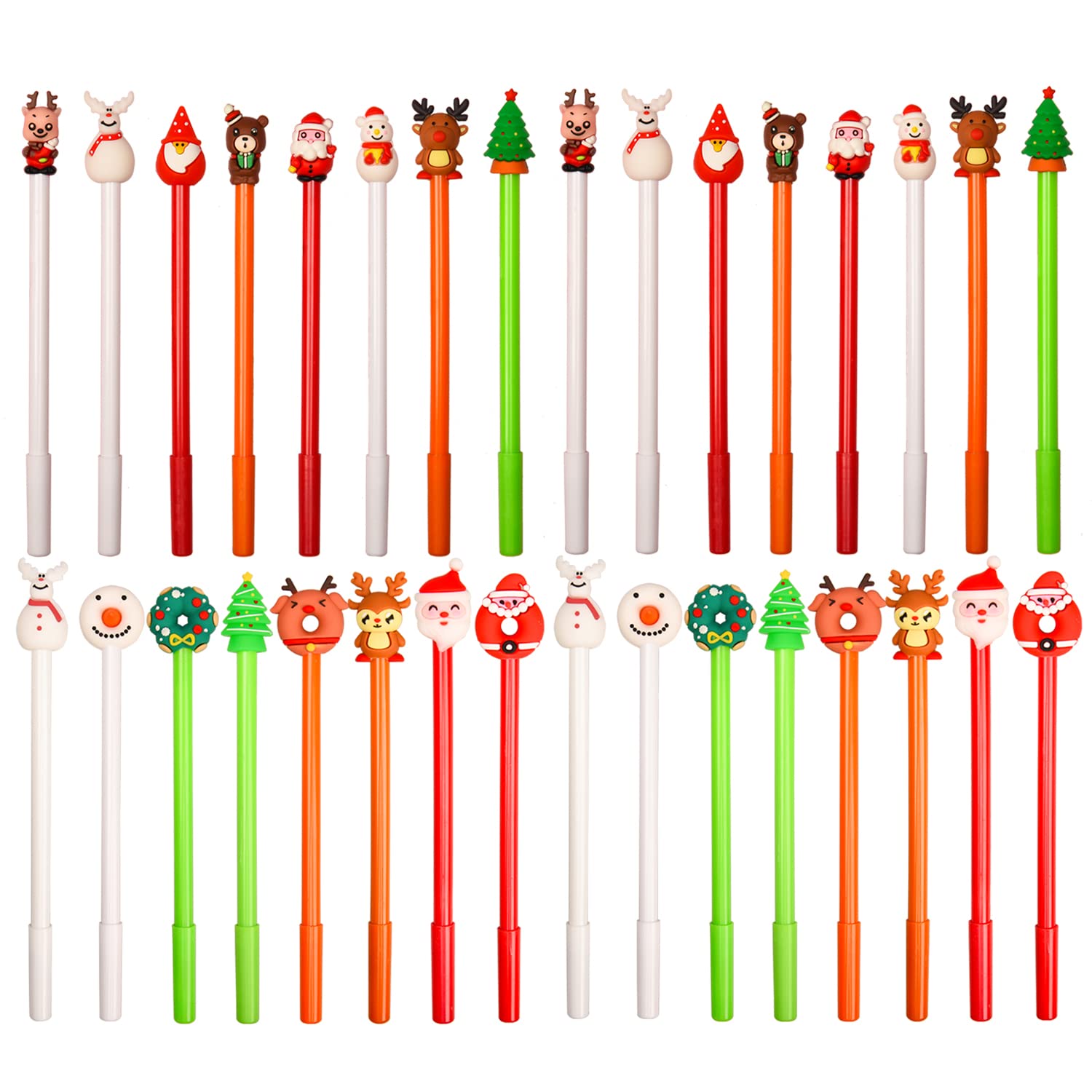 MFUOE 32 Pieces Christmas Gel Ink Pens Santa Christmas Tree Marker Pens Snowman Santa Reindeer Gel Ink Pens (32)