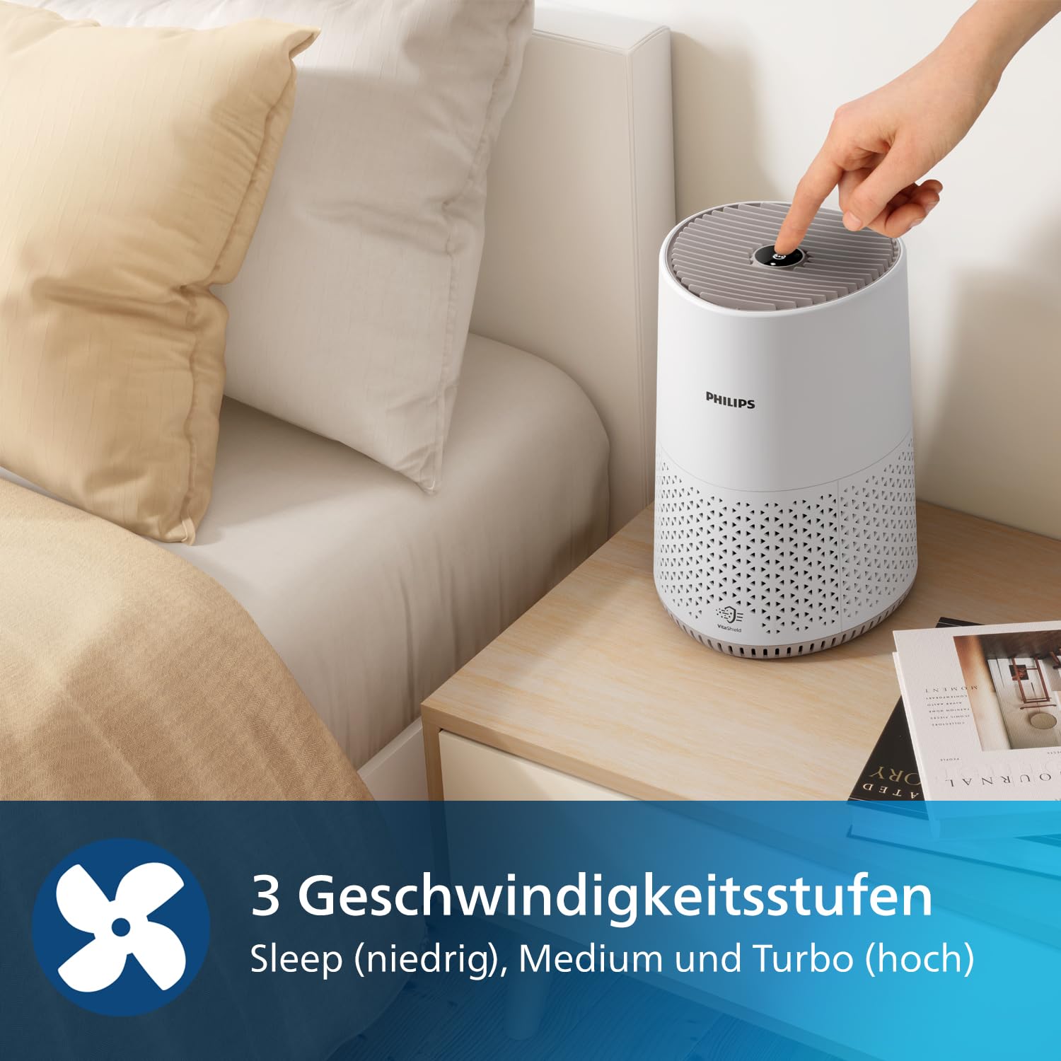 Philips Luftreiniger 600 Serie, Ultraleise und energieeffizient Für Allergiker, HEPA-Filter entfernt 99,97% der Schadstoffe, Für Räume bis zu 44m², App-gesteuert, Weiß (AC0650/10) 7