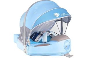 LURUI Baby Floats for Pool with Canopy Removable Sun Protection Canopy Mambobaby Float Non Inflatable Upgrade Add Tail Avoid Flip Waterproof Skin-Friendly Infant Swim Float 3-24 Months