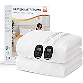 HOMTEC Heated Mattress Pad Queen Size with Dual Zone Control, 12 Heat Settings, 1-12H Timer, Preheat & Memory Function, Machine Washable Electric Bed Warmer, ETL & FCC Certified