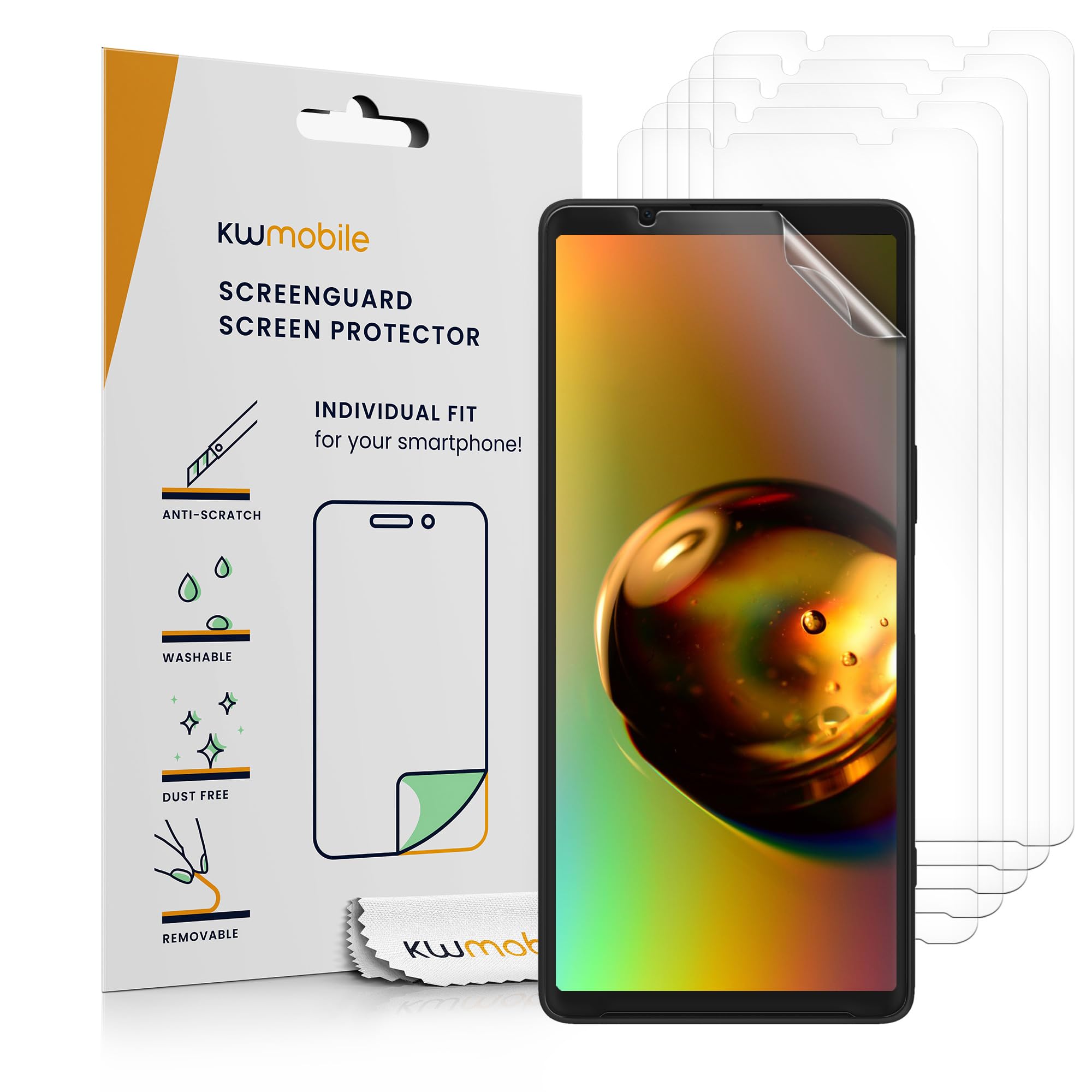 kwmobile Screen Protectors Compatible with Sony Xperia 1 VI Screen Protector - 6x Ultra-Clear Transparent Phone Films