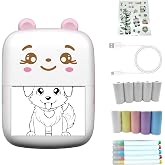 Sumuyo Sticker Printer with 10 PaperRolls ，Mini Portable Thermal Printing Pod， Ink-Free Bluetooth Label Maker Perfect Girls, DIY Crafts, Journals, Photos, Office &amp; Home Use Printing Gift (Pink)