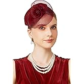 BABEYOND Fascinators Hats for Women - Tea Party Hat Kentucky Fascinator Derby Flower Mesh Pillbox Hat for Bridal Wedding