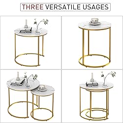 Nesting Coffee Table Faux White Marble for Small